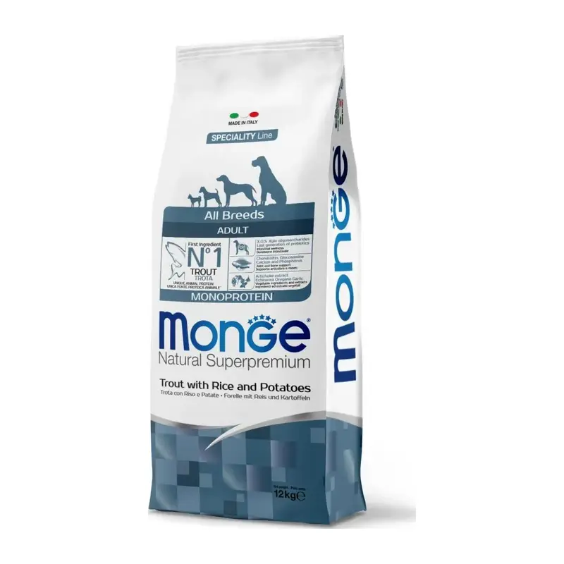 Monge - Natural Superpremium All Breeds Adult Monoprotein Trota con Riso e Patate