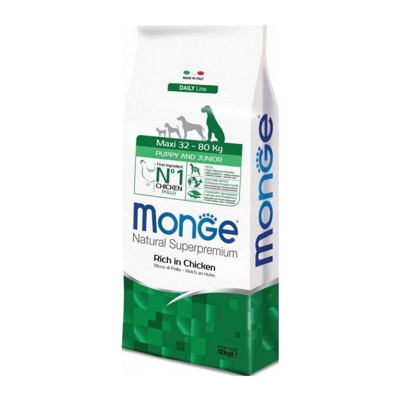 Monge - Natural Superpremium Maxi Puppy & Junior Ricco di Pollo 12 Kg