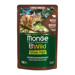 Monge - BWild Grain Free Bocconcini maltagliati in salsa di Bufalo con Ortaggi – Large Breed All Life Stage 85 g