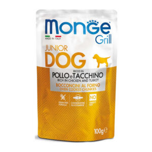 Monge - Grill Puppy & Junior Bocconcini con Pollo e Tacchino 100 g
