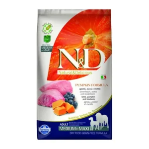 Farmina - Natural & Delicious Pumpkin Grain Free Adult Medium & Maxi con Agnello, Zucca e Mirtillo