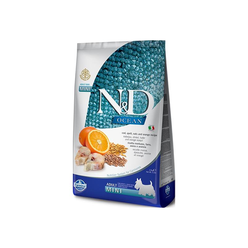 Farmina N&D Ocean Low Grain Adult Mini Merluzzo Farro Avena e Arancia