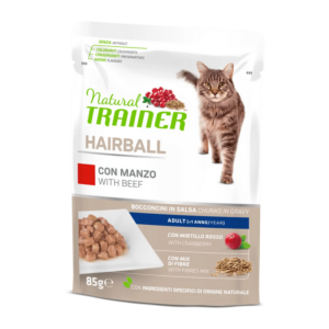 Trainer - Natural Hairball Adult con Manzo Bocconcini in Salsa 85 g