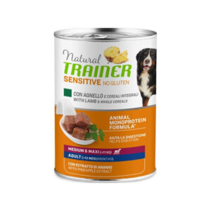 Trainer - Natural Sensitive No Gluten Medium & Maxi Adult con Agnello e Cereali 400 g