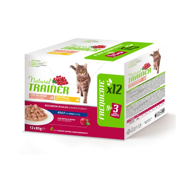 Trainer - Natural Adult Multipack Pollo e Salmone Bocconcini in Salsa 12 x 85 g
