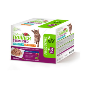 Trainer - Natural Feline Multipack Sterilised con Tacchino e Merluzzo 12 x 85 g
