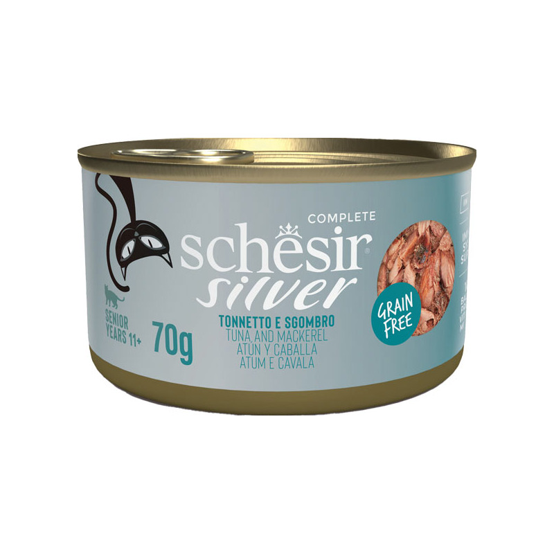 Schesir - Silver Senior Cat Tonno e Sgombro Filetti in Brodo 70 g