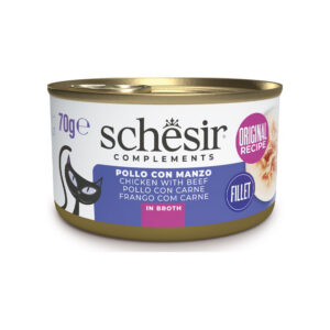 Schesir Gatto - Complements Filetti In Brodo Pollo Con Manzo 70 g