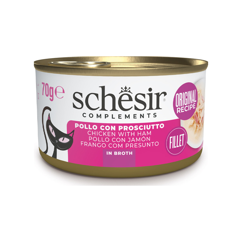 Schesir Gatto - Complements Filetti In Brodo Pollo Con Prosciutto 70 g