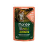 Monge - BWild Grain Free Bocconcini maltagliati in salsa Salmone con Gamberetti e Ortaggi – Sterilised 85 g