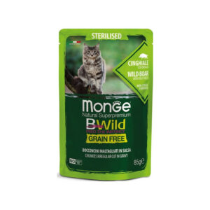Monge - BWild Grain Free Bocconcini maltagliati in salsa Cinghiale con Ortaggi – Sterilised 85 g