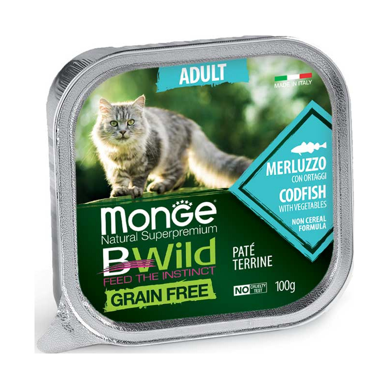 Monge - BWild Adult Paté Terrine Merluzzo con Ortaggi 100 g
