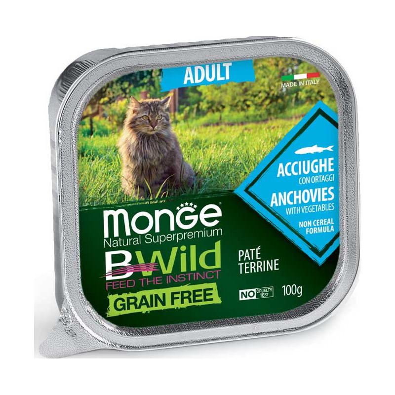Monge - BWild Adult Paté Terrine Acciughe con Ortaggi 100 g