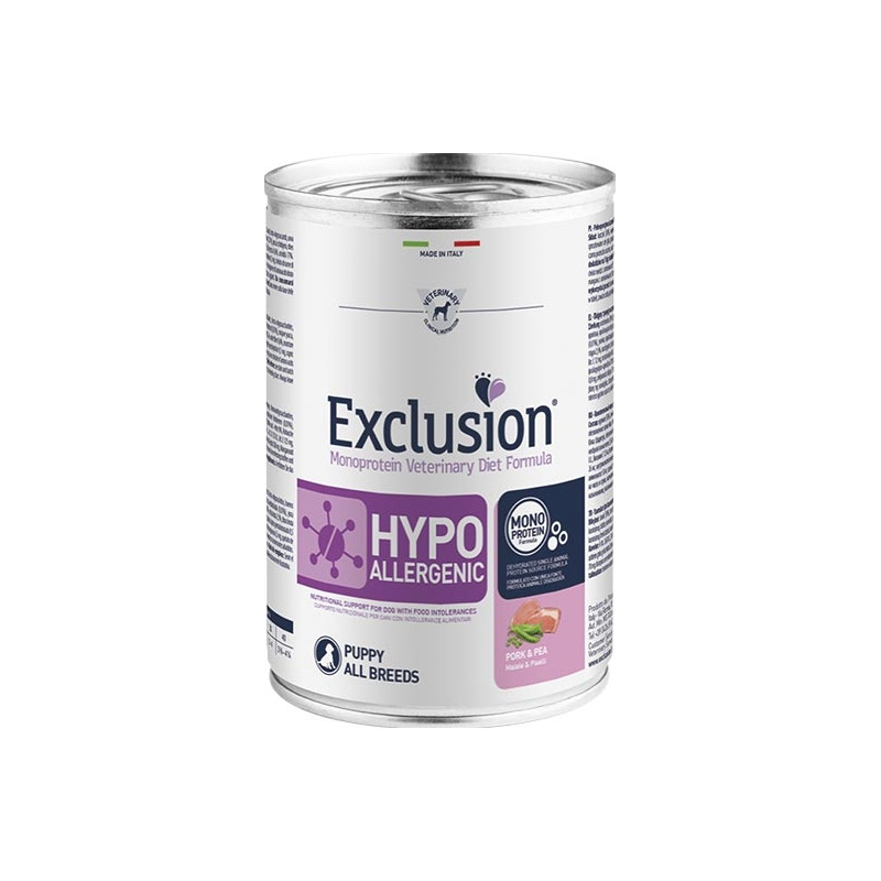 Exclusion - Diet Hypoallergenic Puppy & Junior Maiale e Piselli 400 g