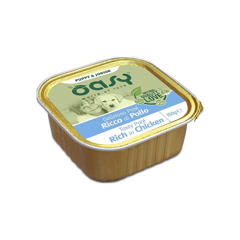 Oasy - Delizioso Patè Ricco di Pollo Puppy & Junior 150 g