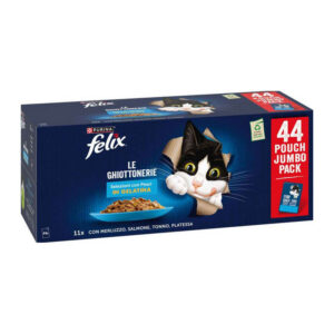 Felix Le Ghiottonerie Multipack Merluzzo, Salmone, Tonno e Platessa 44 x 85 g