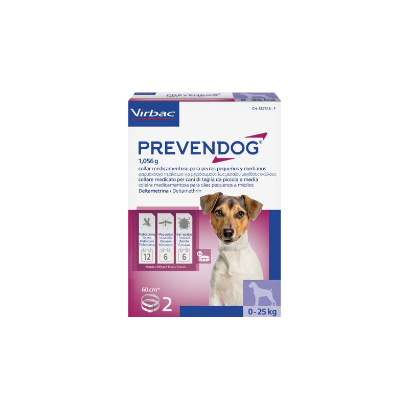 Virbac - Prevendog 2 Collari x 60 cm per Cani da 0 a 25 Kg